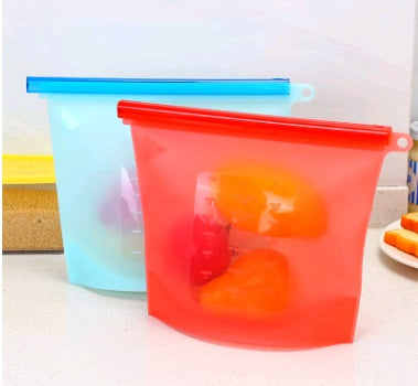 Reuseable Silicone Vacuum Seal Food Storge Bag - Keeps Produce Fresh Longer