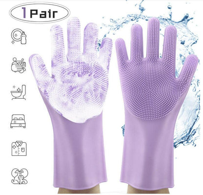 Silicone Heat-Resistant Scrubbing Gloves – Reusable Cleaning Brush Gloves for Kitchen & Home