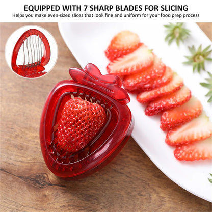 Red Strawberry Slicer – Plastic Fruit Cutter & Berry Carving Tool for Salads, Cakes & Desserts