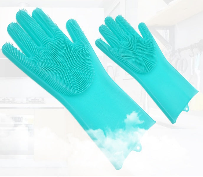 Silicone Heat-Resistant Scrubbing Gloves – Reusable Cleaning Brush Gloves for Kitchen & Home