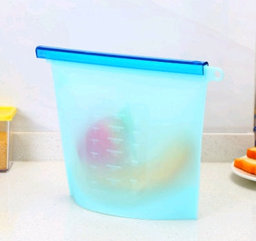 Reuseable Silicone Vacuum Seal Food Storge Bag - Keeps Produce Fresh Longer