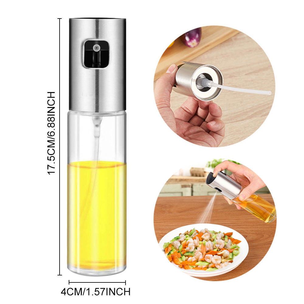 Glass Oil & Vinegar Spray Bottle – Refillable Fine Mist Cooking Oil Sprayer for Kitchen & BBQ