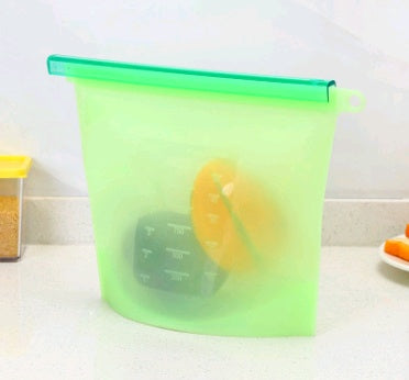 Reuseable Silicone Vacuum Seal Food Storge Bag - Keeps Produce Fresh Longer