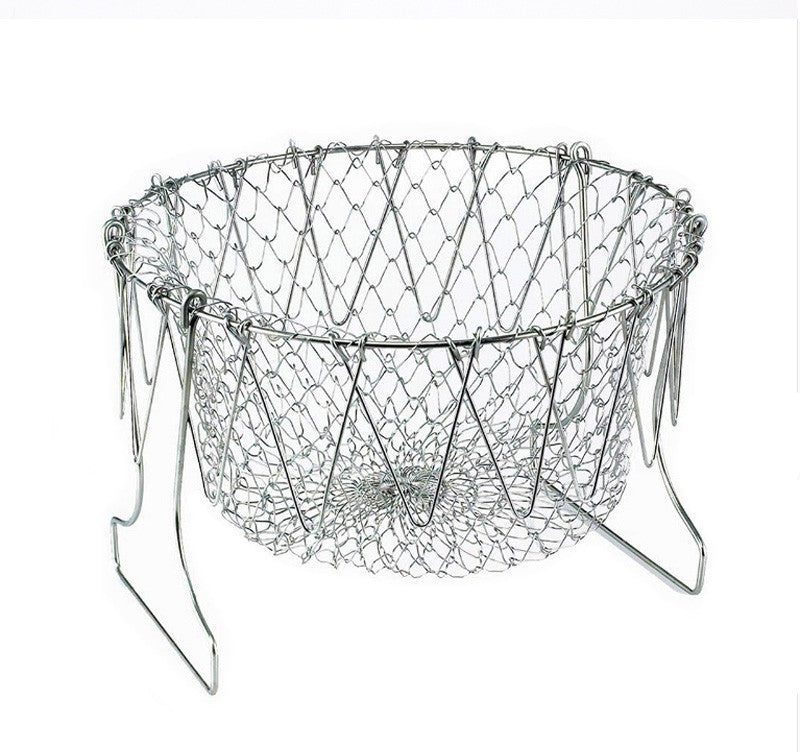 Stainless Steel Foldable Deep Fry Basket – Multi-Function Cooking & Washing Basket for Fried Foods, Fruits & Vegetables