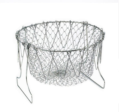 Stainless Steel Foldable Deep Fry Basket – Multi-Function Cooking & Washing Basket for Fried Foods, Fruits & Vegetables