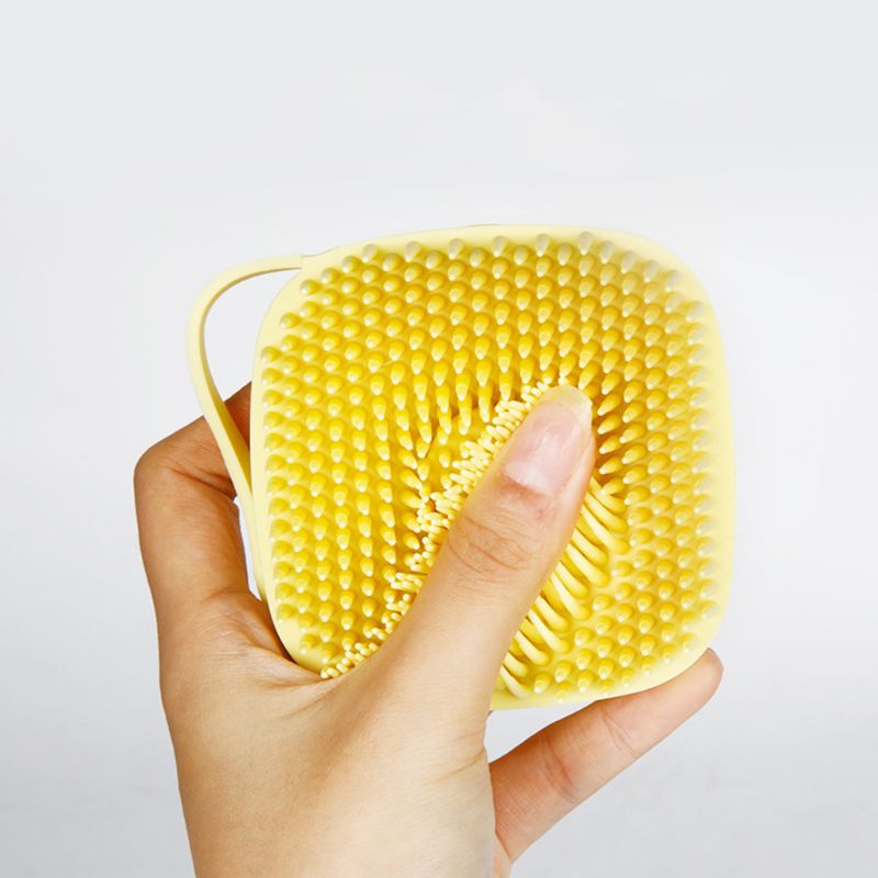 Silicone Pet Bath Brush with Shampoo Dispenser – Soft Bristle Grooming Scrubber