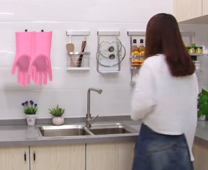 Silicone Heat-Resistant Scrubbing Gloves – Reusable Cleaning Brush Gloves for Kitchen & Home