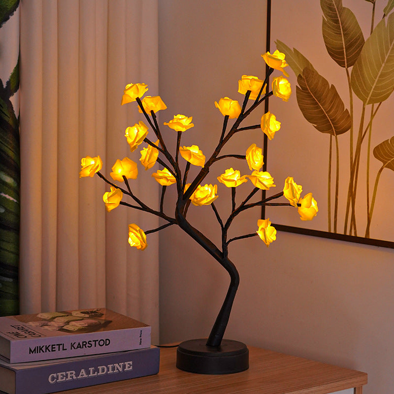 Rose Flower Tree Table Lamp – USB Fairy LED Night Light for Home Décor & Gifts