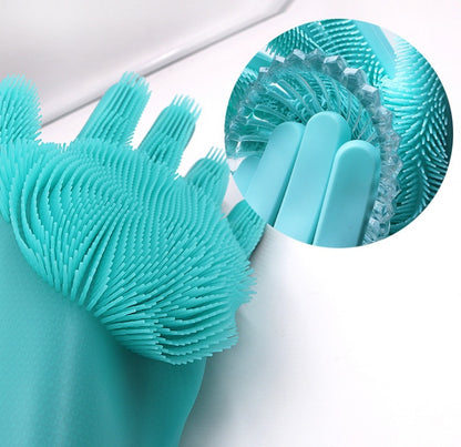 Silicone Heat-Resistant Scrubbing Gloves – Reusable Cleaning Brush Gloves for Kitchen & Home