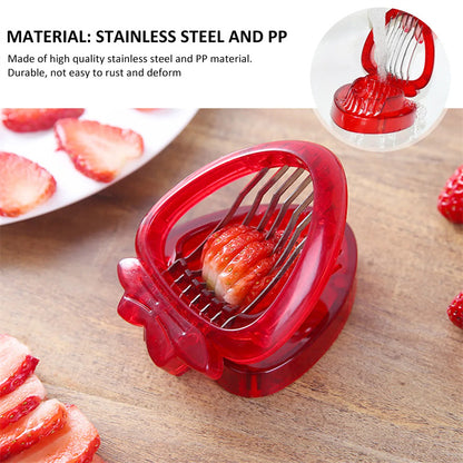 Red Strawberry Slicer – Plastic Fruit Cutter & Berry Carving Tool for Salads, Cakes & Desserts