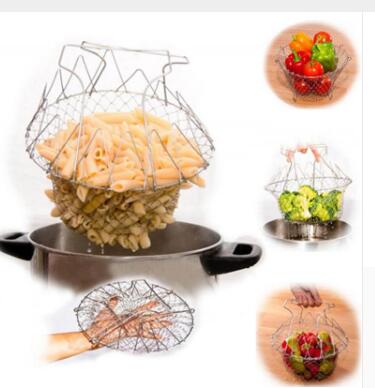 Stainless Steel Foldable Deep Fry Basket – Multi-Function Cooking & Washing Basket for Fried Foods, Fruits & Vegetables