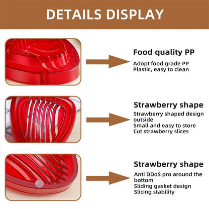 Red Strawberry Slicer – Plastic Fruit Cutter & Berry Carving Tool for Salads, Cakes & Desserts