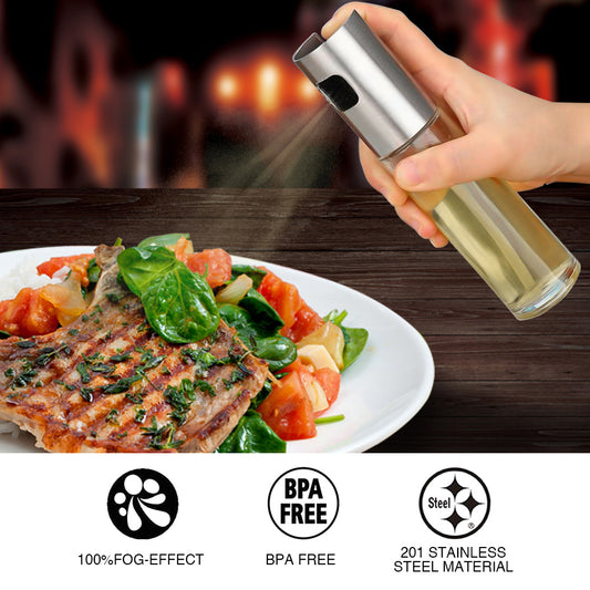 Glass Oil & Vinegar Spray Bottle – Refillable Fine Mist Cooking Oil Sprayer for Kitchen & BBQ