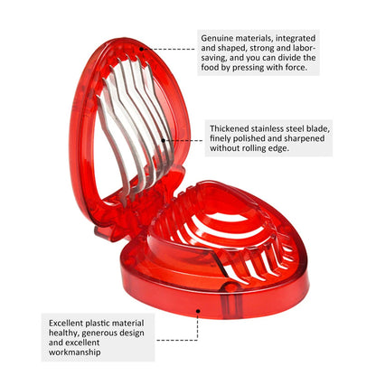 Red Strawberry Slicer – Plastic Fruit Cutter & Berry Carving Tool for Salads, Cakes & Desserts