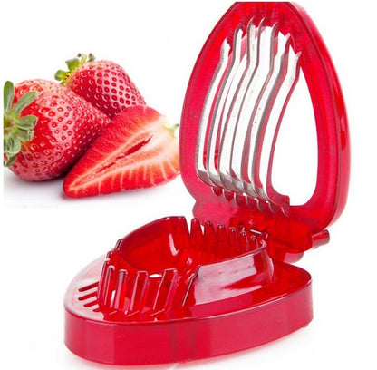 Red Strawberry Slicer – Plastic Fruit Cutter & Berry Carving Tool for Salads, Cakes & Desserts