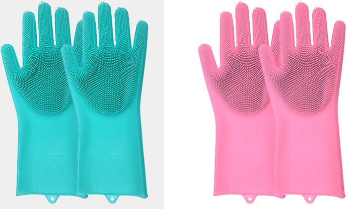 Silicone Heat-Resistant Scrubbing Gloves – Reusable Cleaning Brush Gloves for Kitchen & Home