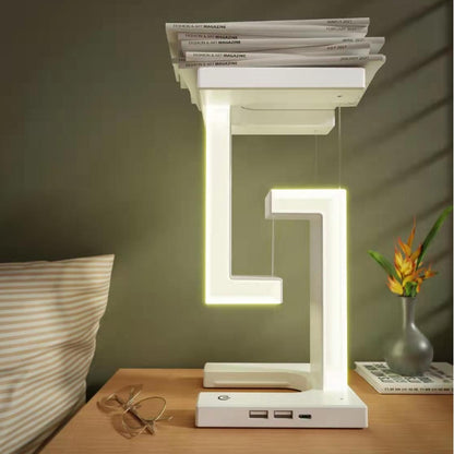 Floating Balance Table Lamp with Wireless Phone Charging – Modern LED Bedroom Light