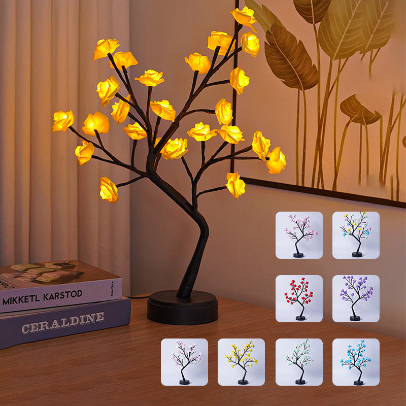 Rose Flower Tree Table Lamp – USB Fairy LED Night Light for Home Décor & Gifts
